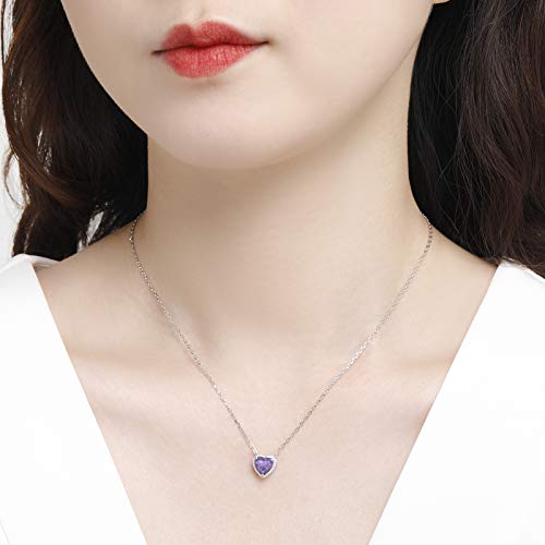 Birthstone Heart Necklace - 925 Sterling Silver With Adjustable Chain