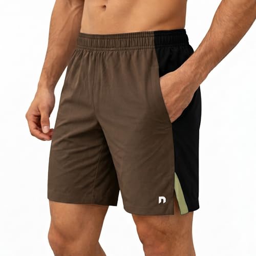 Image of NEVER LOSE Stylish Shorts for Men with Dual Color Design & Side Cut, Gym Shorts Men Workout, Running Shorts, Comfortable Sports Bermuda Shorts
