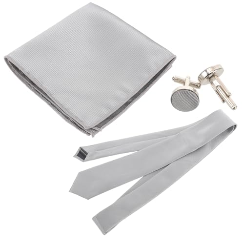 Set de corbata lisa para hombre con gemelos y pañuelo vintage
