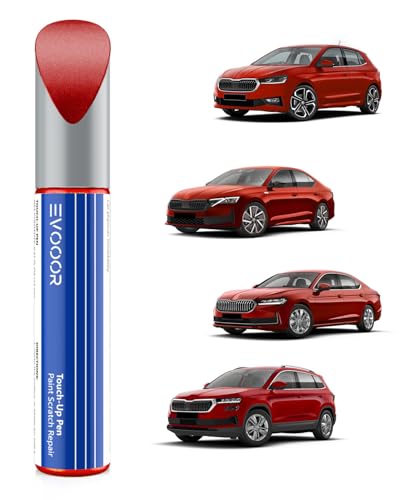 EVOOOR 8T8T/ F3K Rouge Corrida Retouche de peinture pour Skoda, réparation des rayures pour voiture, solution rapide et facile pour la réparation.