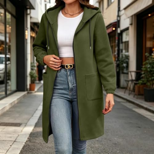 Long Zip Up Hoodie Women Trendy Full Zip Hoodies for Women Sherpa Jacket - image 5