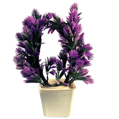 Image of Artificial Flowers for Decoration with Pot Combo of 2PCs Artificial Forest Bonsai Plant with Plastic Pot for Home Decoration Office Table Greenery Room Home Decor Plants (Design6)
