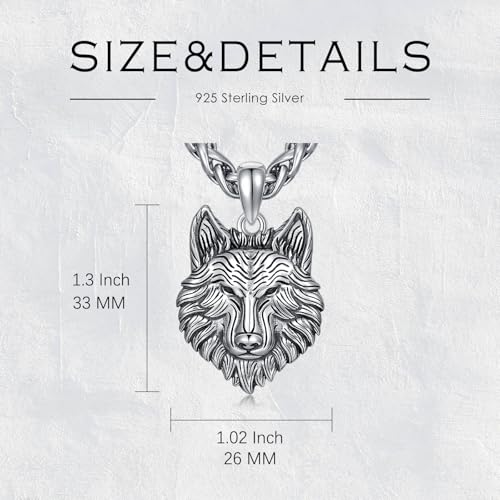 Wolf Necklace 925 Sterling Silver Wolf Pendant for Men3