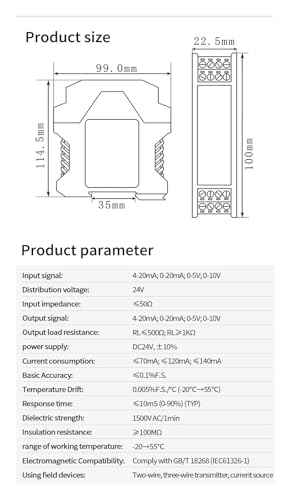 Sortie d'isolateur de signal analogique 0-10V pour supprimer les interférences - 3