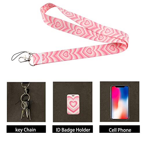 Lanyard With Id Badges Holder Pink Heart Neck Keychain Lanyard For Keys Cards Cute For Teacher Student #TOP1
