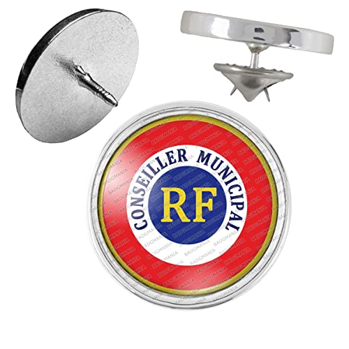 Badgmania Pin's Argenté 20mm Cocarde RF Conseiller Municipal Logo 18mm Pins Bouton Epinglette – vue 2