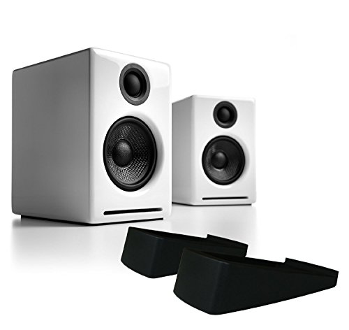 Audioengine A2+ Powered Desktop Speaker (Pr) - White w/DS1 Desktop Speaker Stands Bundle