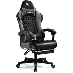 GTPLAYER Gaming Stuhl, Gamer Stuhl, Ergonomischer Bürostuhl mit mit Fußstütze verstellbare Lenden und Kopfkissen, Gaming Chair Gepolstert, Gaming Sessel 150 kg Belastbarkeit