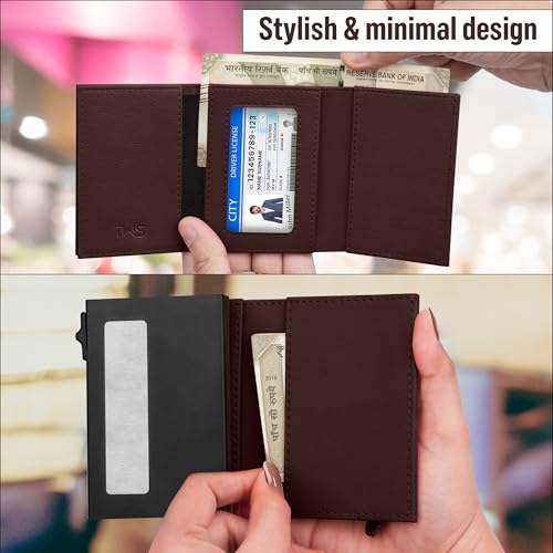 Buy The Wallet Store Urban Pop RFID Protection Wallet | Pop-up Card Holder | Scan Proof Wallets for Men | Aluminium Case | Up to 8 Cards | Credit & Debit Card Holder (Brown-F) at Amazon.in - Image 7