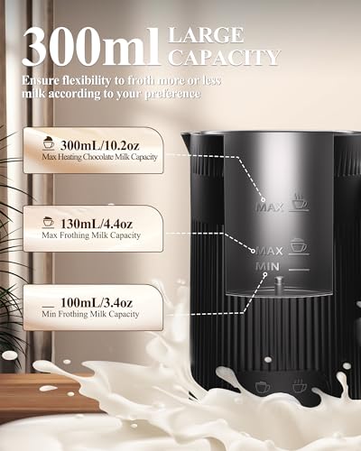 Image of 4 in 1 Electric Milk Frother: Automatic Milk Steamer Large Capacity Hot & Cold Coffee Foam Froth Maker, Milk Warmer Foamer for Latte, Cappuccino, Hot Chocolate