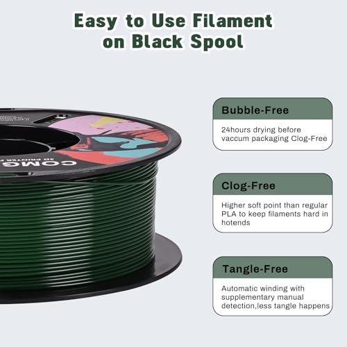 Image of Comgrow PETG 3D Printer Filament 1.75mm, High Precision and Tough 3D Printer Filament (2LBS), Dimensional Accuracy + /- 0.02 mm, Fit Most 3D Printers Military Green