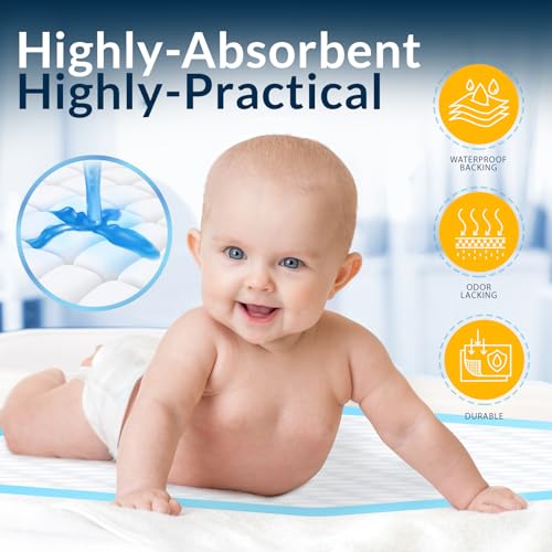 Medpride Disposable Underpads 17'' x 24'' (100-Count) Incontinence Pads, Bed Covers, Puppy Training | Thick, Super Absorbent Protection for Kids, Adults, Elderly | Liquid, Urine, Accidents - Image 4