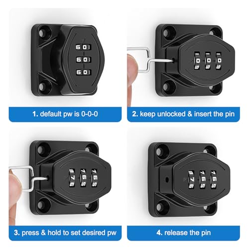 RHAFAYRE Trava de ferrolho sem chave, trava de cadeado com trava de 3 dígitos para segurança de port