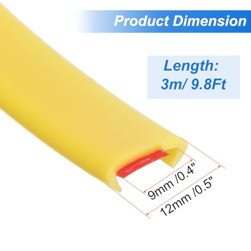 Image of uxcell U-Shape Edge Banding, 9.8ft x 9mm TPE Self-Adhesive Veneer Edging, Plywood Edge Trim Flexible Furniture Edge Protector for Countertop Cabinet Shelf Repair Restoration (Yellow)