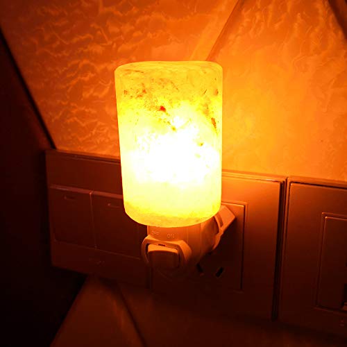 Pursalt Himalayan Salt Lamp Plug In Night Light 2 Pack, 360 Degree Adjustable Wall Plug & Extra 4 Replacement Bulbs Bathroom Bedroom Night Light, Pink Crystal Rock Salt Hand Crafted Cylinder Size #TOP1