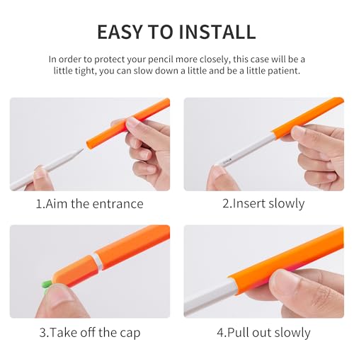 Image of ELETIUO Carrot Silicone Skin Cover Compatible with Apple Pencil 2nd Generation, Protective Cover Accessories Compatible with iPad Pro 11 12.9 inch
