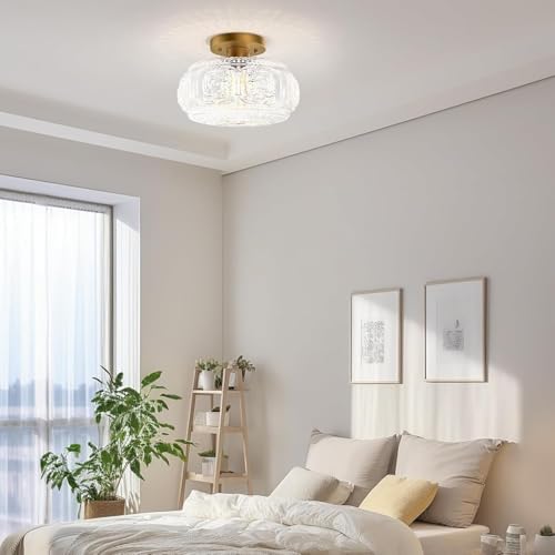 OYKYOHEI Semi Flush Mount Ceiling Light,Vintage Kitchen Fixture,Gold,11" by OYKYOHEI - Used condition - Image 7