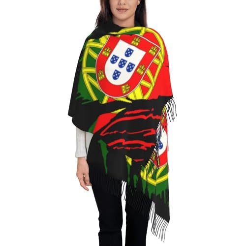 KWQDOZF Bufanda chal con mapa de la bandera de Portugal para mujer - Bufandas novedosas con estampado de grafiti patriótico, pashminas suaves de invierno, estilo guerra