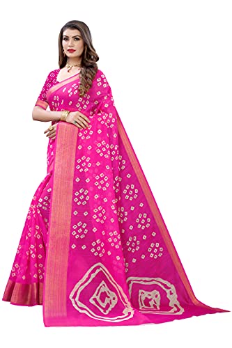 Image of Priyashi Women's Printed Linen Jari Saree with Blouse Piece