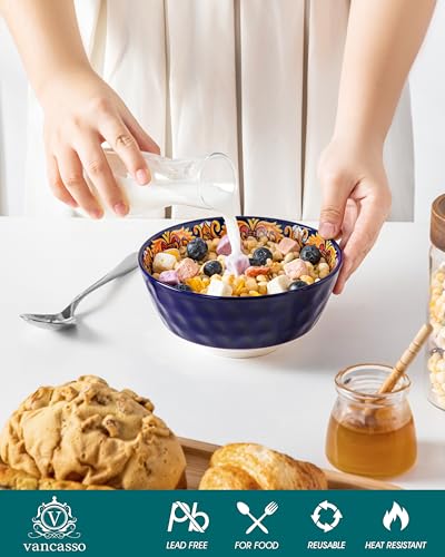 vancasso Boho Cereal Bowls Set of 6, 26oz Porcelain Soup Bowls - image 3
