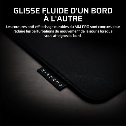 Corsair MM Pro Control Medium Tapis de Souris – Tissu Adapté à L’e-Sport pour Contrôle et Précision Professionnels, Base Antidérapante de 4 mm, Bords Inclinés et Cousus, 320 x 300mm – Noir