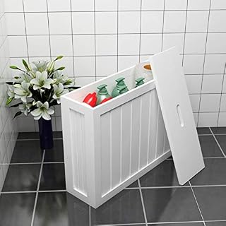 woodluv White Shaker Slimline MDF Multi-purpose Bathroom Storage Unit, 49.5cm x 16cm x 40cm