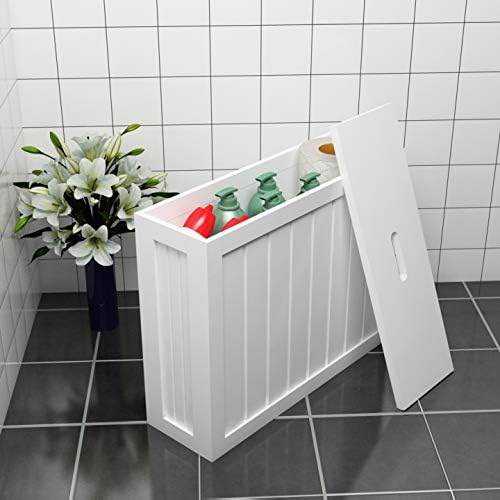 woodluv White Shaker Slimline MDF Multi-purpose Bathroom Storage Unit, 49.5cm x 16cm x 40cm