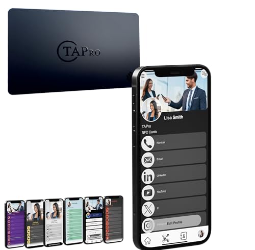 TAPro Digital Business Card – NFC & QR Code Tap to Share Contactless Info, No App Required, Pocket-Sized Smart Contact Card for iPhone & Android