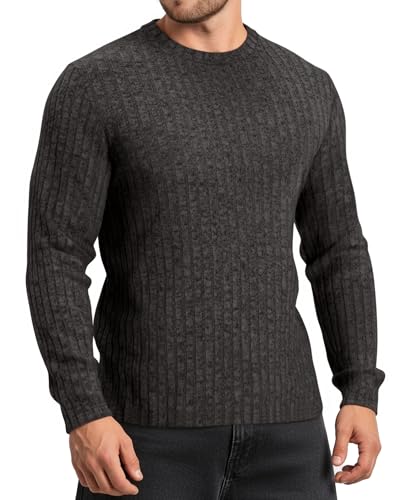 MANGOPOP Men's Long Sleeve Shirt Crew Neck Sweatshirt Ribbed Knit Fall Undershirt Tops 20252