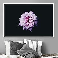 Framed Canvas Wall Art Pink Flower Portrait Bohemian Dark Dramatic Floral Multicolor Petal Photography Portrait - 16x24 inches