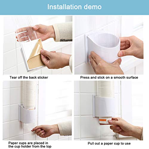 Cup Dispenser Wall Mounted Plastic Water Dispenser Disposable Cup Holder Rack, Paste or Screw Plate Mountable for Paper Cups Halloween Party Supplies, 7.5cm 50 Cups
