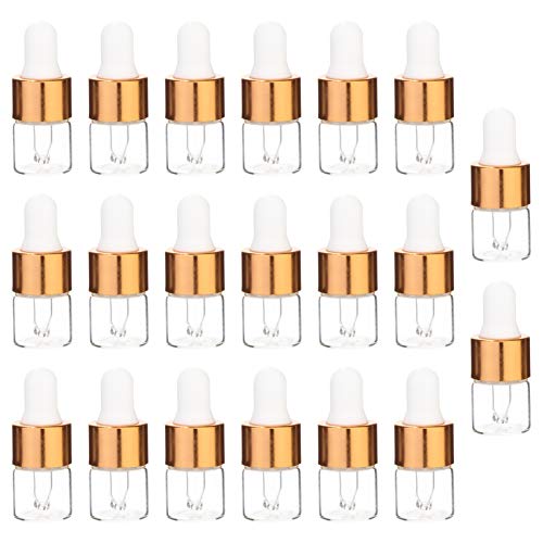 FRCOLOR 100 peças frascos conta-gotas de vidro 1 ml mini garrafas de óleo essencial perfume de amostra recipiente dispensador de química com conta-gotas para viagens ao ar livre