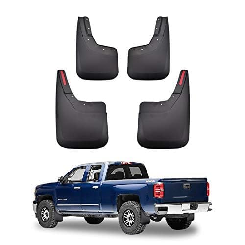 Image of Tecoom No Drill Mud Flaps Compatible with Silverado 1500 2014-2018 Silverado 2500 3500 2015-2019, Front and Rear Mud Splash Guards 4PCS