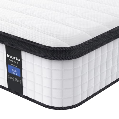 Inofia Queen Size Mattress, 14 inch Hybrid Queen Mattress in A Box,Ultra Comfort Memory Foam Layer, Medium Feels, Cooling Breathable Cover,Low Motion Transfer Supports for Any Sleep Position