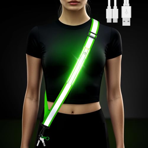 Hoeraonr Lauflicht Joggen mit Reflektoren Gürtel,LED Lauflampe Hochsichtbare Verstellbar Nacht Sicherheitslicht Laufgürtel für Joggen Laufen Running Fahrradfahren Hundewandern Outdoor Sports