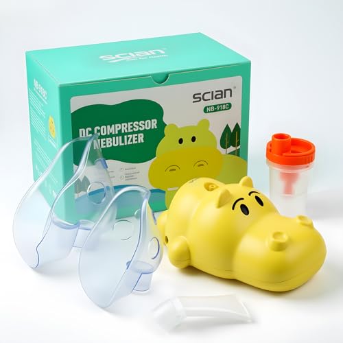 SCIAN Aerosol Portatile Silenzioso per Adulti e Bambini，Nebulizzatore per Asma e Vie Respiratorie，Design Compatto con Ippopotamo per Casa e Viaggio