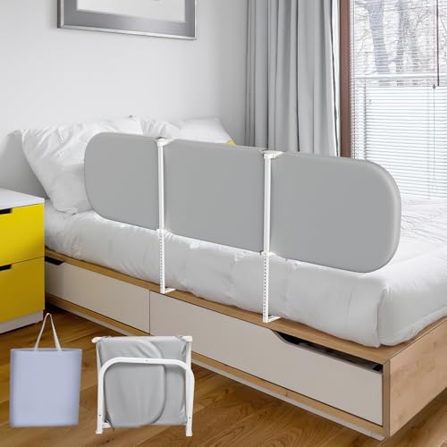 Eulenke Griglia di protezione per letto da 180 cm, pieghevole, regolabile in altezza, per bambini, portatile, per viaggi, facile montaggio, colore: grigio