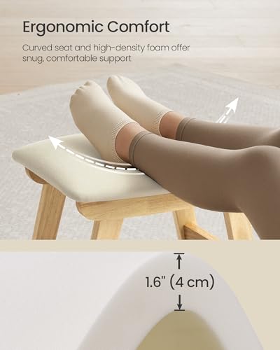 Image of SONGMICS Foot Stool Ottoman, Padded Foot Rest Under Desk with Solid Wood Frame, Removable Cover, for Living Room, 9.8 x 15.4 x 11.8 Inches, Summer Sand and Natural Beige ULSF052LF02