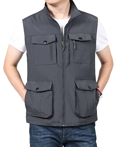 LOUECHY Men's Travel Vest Multi Pockets Utility Vest Lightweight Sleeveless Jacket for Hiking Fishing Golf2
