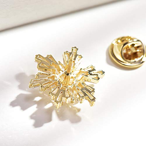 Image of Women's Cubic Zircon Snowflake Brooch Pins Elegant Clear Crystal Ice Flower Lapel Pin Breastpin