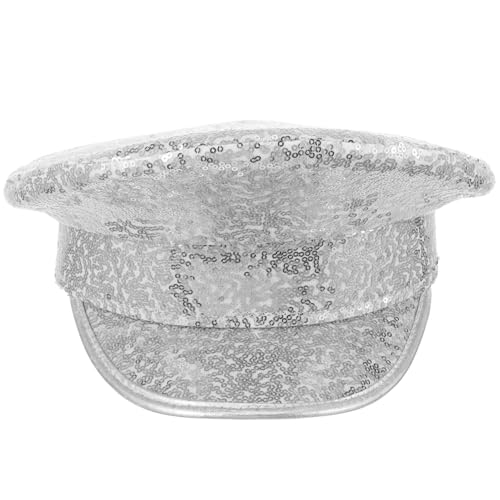 Chapeau de capitaine à paillettes en polyester Healvian, accessoire brillant pour adulte