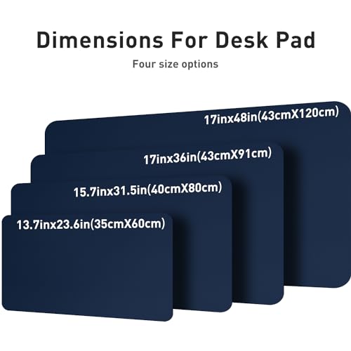 Image of Aothia Leather Desk Pad Protector, Mouse Pad, Office Desk Mat, Non-Slip PU Leather Desk Blotter, Laptop Desk Pad, Waterproof Desk Writing Pad for Office and Home (17 inchx48 inch, Dark Blue)