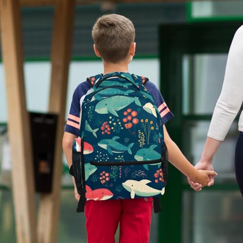 Sac à dos baleines coloré grand format idéal pour le collège