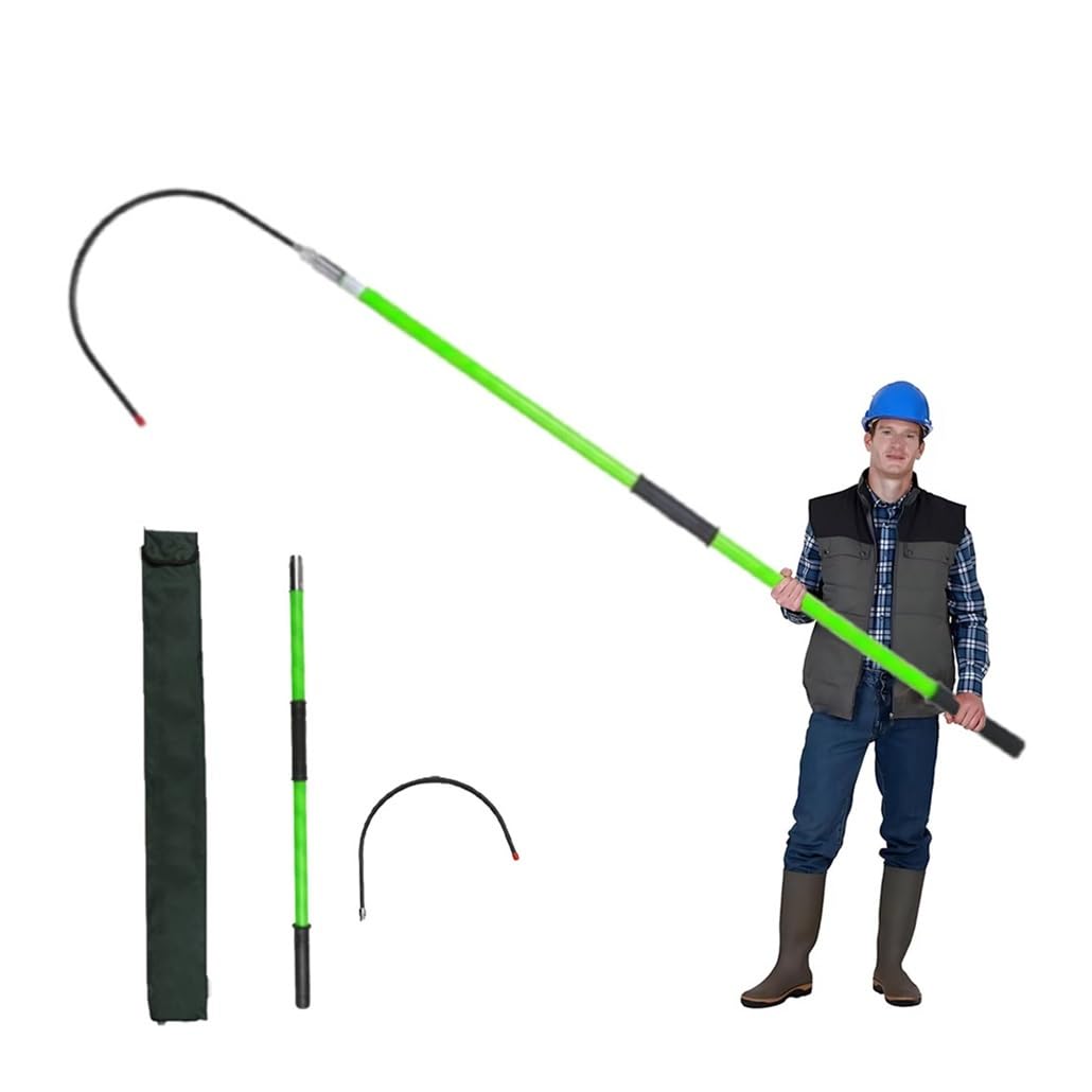 JKJZSALJ Fiberglass Electrical Rescue Hook, 10-220 Kv Factory Hotstick With Non-Slip Handle, 3.3-9.8' Reach And 18' Opening, Supports 220 Lbs,Green,1.5m/4.9ft