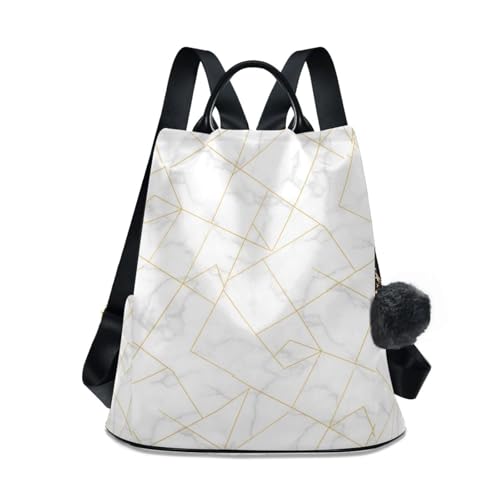 Sac à dos voyage femme blanc marbré antivol avec ouverture arrière