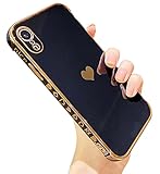 Qokey for iPhone XR Case Plating Love Heart Phone Case TPU with Full Unique Full Camera Lens...