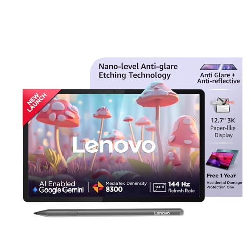 Lenovo Idea Tab Pro with Paper-Like Anti Glare 12.7" 3K 144 Hz Display & Pen Plus (Matte Edition)| 8GB RAM, 256GB ROM|10200 mAh with 45 W Charger|MediaTek Dimensity 8300|4 JBL Speakers |1Year ADP Free view 1