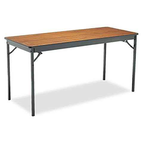 Barricks CL2460WA Special Size Folding Table, Rectangular, 60w x 24d x 30h, Walnut/Black Cover