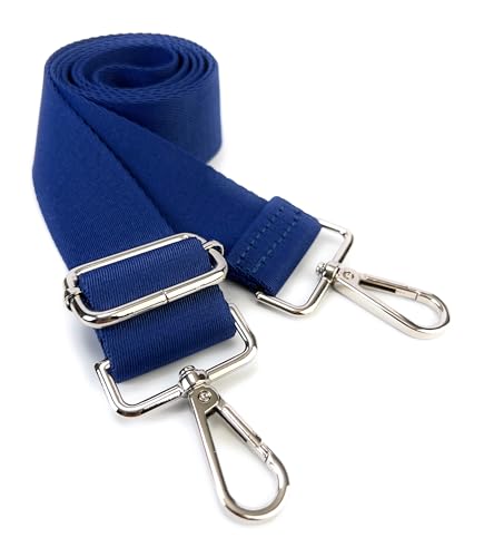 Image of Royal Blue Purse Strap with Silver Hardware 1-1 /2 Inch Wide Solid Color Replacement Crossbody Guitar Style Shoulder Strap for Handbags Totes