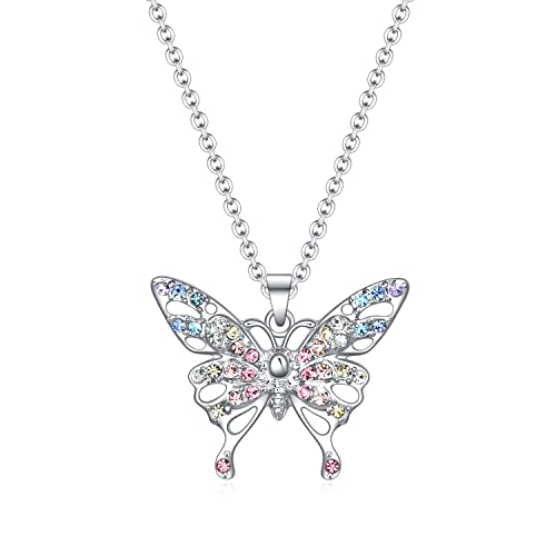 Butterfly Necklace Gifts for Girls Women,Christmas Birthday Jewelry Back to School Gifts for Girl Women Daughter Granddaughter Niece